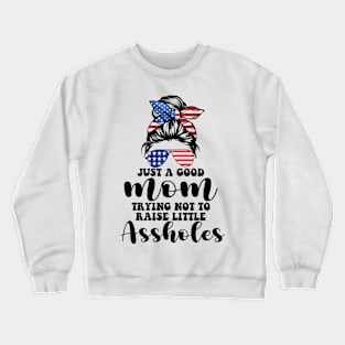 Womens Mom Leopard Just a Mom Trying not to Raise Assholes T-Shirt Crewneck Sweatshirt